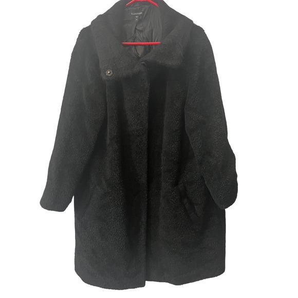 Eileen Fisher Sheared Suri Alpaca Wool Blend Coat Jacket Black Womens Size XL